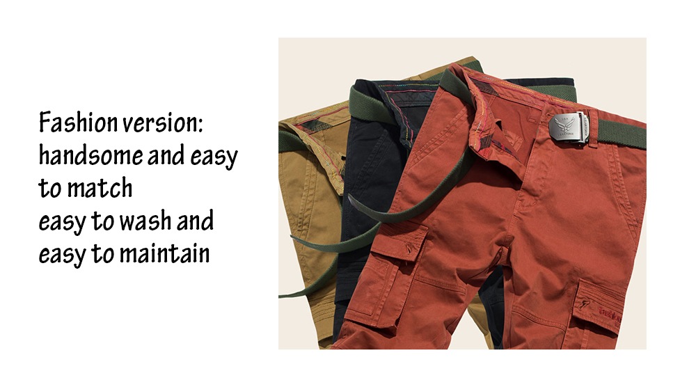 Simple Casual Cargo Pants for Men- Black 38 Simple Casual Cargo Pants for Men- Black 38