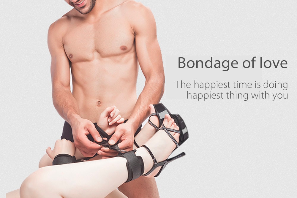 ROOMFUN 3 in 1 Bed Binding Bondage Kit Wrist Leg Cuff SM Product for Adult- Black ROOMFUN 3 in 1 Bed Binding Bondage Kit Wrist Leg Cuff SM Product for Adult- Black