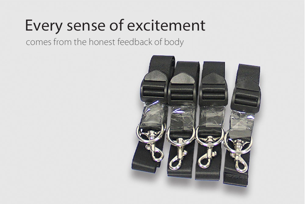 ROOMFUN 3 in 1 Bed Binding Bondage Kit Wrist Leg Cuff SM Product for Adult- Black ROOMFUN 3 in 1 Bed Binding Bondage Kit Wrist Leg Cuff SM Product for Adult- Black