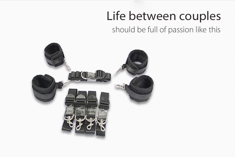 ROOMFUN 3 in 1 Bed Binding Bondage Kit Wrist Leg Cuff SM Product for Adult- Black ROOMFUN 3 in 1 Bed Binding Bondage Kit Wrist Leg Cuff SM Product for Adult- Black
