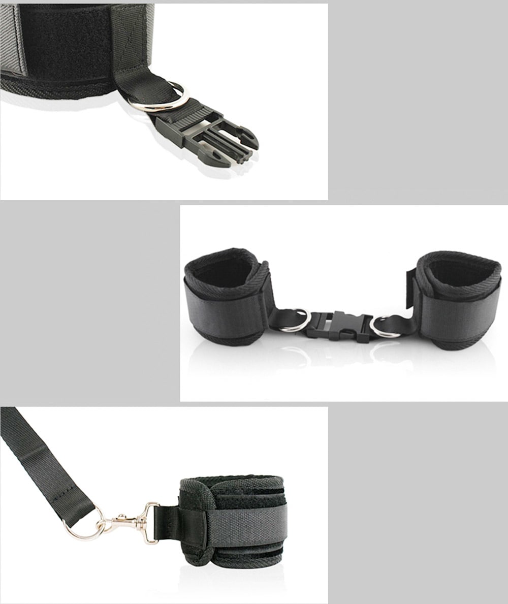 ROOMFUN 3 in 1 Bed Binding Bondage Kit Wrist Leg Cuff SM Product for Adult- Black ROOMFUN 3 in 1 Bed Binding Bondage Kit Wrist Leg Cuff SM Product for Adult- Black