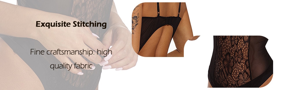 Women Sexy Tempting Open Cup Crotchless One-piece Teddy- Black M Women Sexy Tempting Open Cup Crotchless One-piece Teddy- Black M