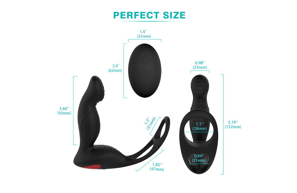 SHD - S070 - 2 Langer - 2 Prostate Massager Vibrator Remote Control 3 in 1- Black SHD - S070 - 2 Langer - 2 Prostate Massager Vibrator Remote Control 3 in 1- Black