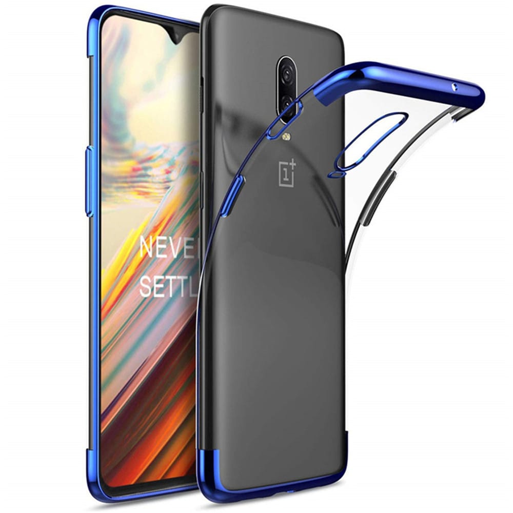 Soft Full Plating TPU Cover with Tempered Glass Screen Protector for OnePlus 6T- Blue Soft Full Plating TPU Cover with Tempered Glass Screen Protector for OnePlus 6T- Blue