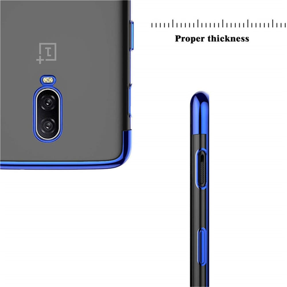 Soft Full Plating TPU Cover with Tempered Glass Screen Protector for OnePlus 6T- Blue Soft Full Plating TPU Cover with Tempered Glass Screen Protector for OnePlus 6T- Blue