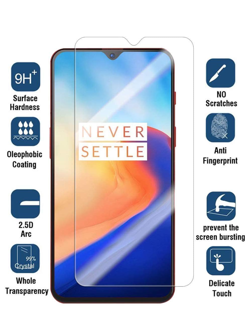 Soft Full Plating TPU Cover with Tempered Glass Screen Protector for OnePlus 6T- Blue Soft Full Plating TPU Cover with Tempered Glass Screen Protector for OnePlus 6T- Blue