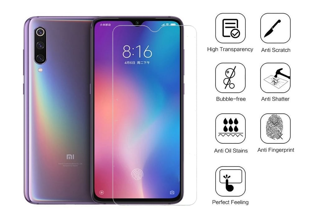 Tempered Glass Screen Protector Film for Xiaomi Mi 9- Transparent Tempered Glass Screen Protector Film for Xiaomi Mi 9- Transparent