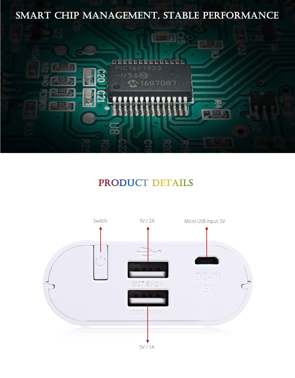 TOMO M3 DIY Smart Power Bank 3 x 18650 Li-ion Battery Charger- White TOMO M3 DIY Smart Power Bank 3 x 18650 Li-ion Battery Charger- White