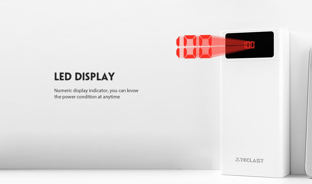 Teclast A30 Power Bank 30000mAh Digital Display for Tablet / Mobile Phone- White Teclast A30 Power Bank 30000mAh Digital Display for Tablet / Mobile Phone- White