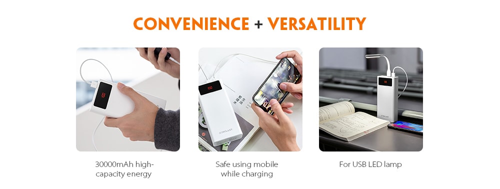 Teclast A30 Power Bank 30000mAh Digital Display for Tablet / Mobile Phone- White Teclast A30 Power Bank 30000mAh Digital Display for Tablet / Mobile Phone- White