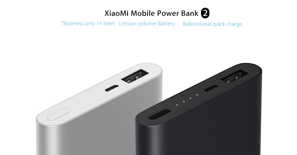 Original Xiaomi Bidirectional Quick Charge 10000mAh Portable Power Bank 2 Aluminium Alloy Housing Ultra-thin Body- Silver Original Xiaomi Bidirectional Quick Charge 10000mAh Portable Power Bank 2 Aluminium Alloy Housing Ultra-thin Body- Silver