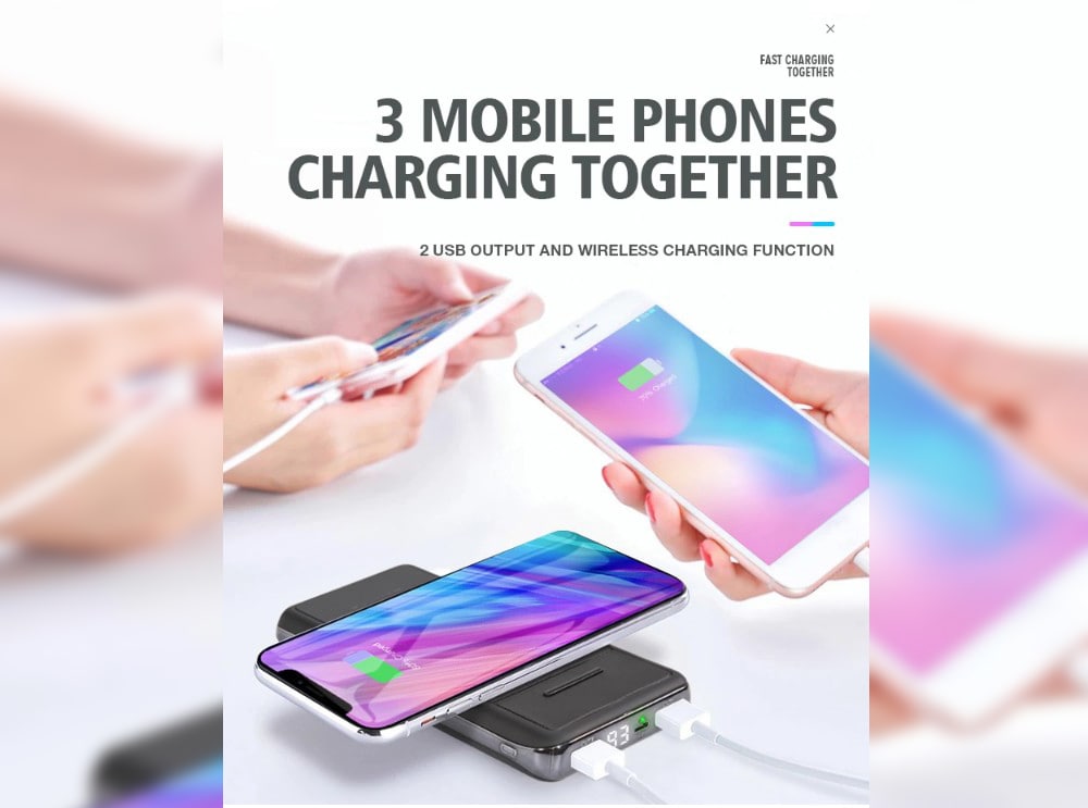 W - 56 Standing Design Portable Custom Ultra Slim Mobile Power Bank 10000mAh- Black W - 56 Standing Design Portable Custom Ultra Slim Mobile Power Bank 10000mAh- Black