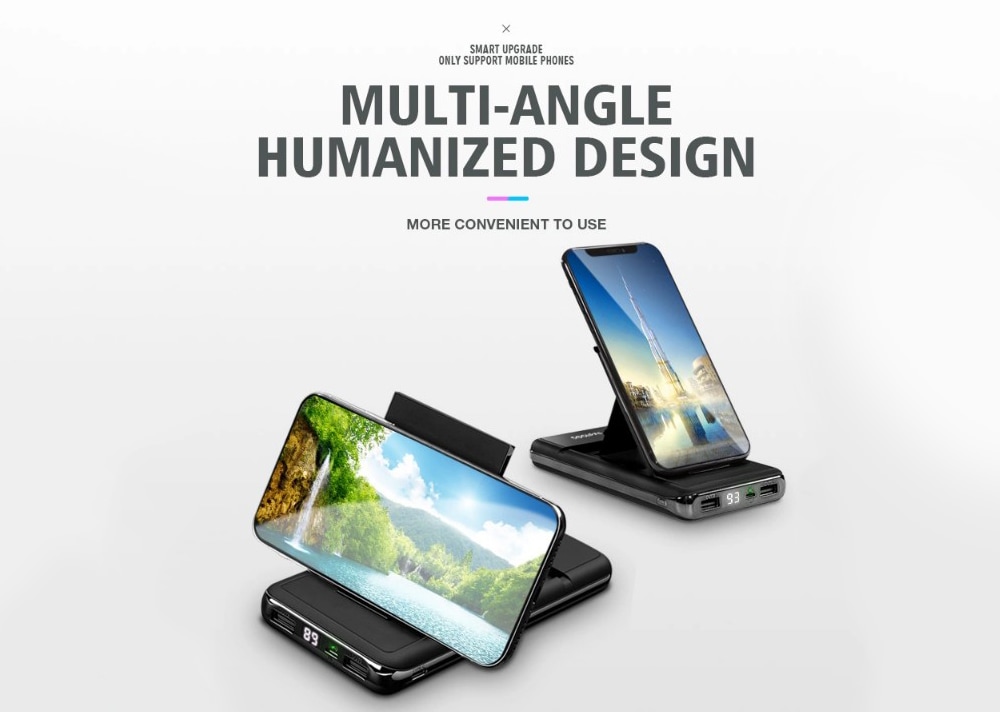 W - 56 Standing Design Portable Custom Ultra Slim Mobile Power Bank 10000mAh- Black W - 56 Standing Design Portable Custom Ultra Slim Mobile Power Bank 10000mAh- Black