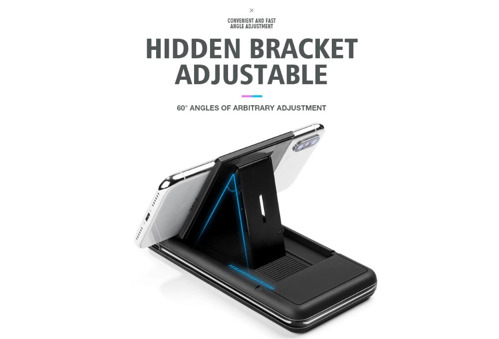 W - 56 Standing Design Portable Custom Ultra Slim Mobile Power Bank 10000mAh- Black W - 56 Standing Design Portable Custom Ultra Slim Mobile Power Bank 10000mAh- Black