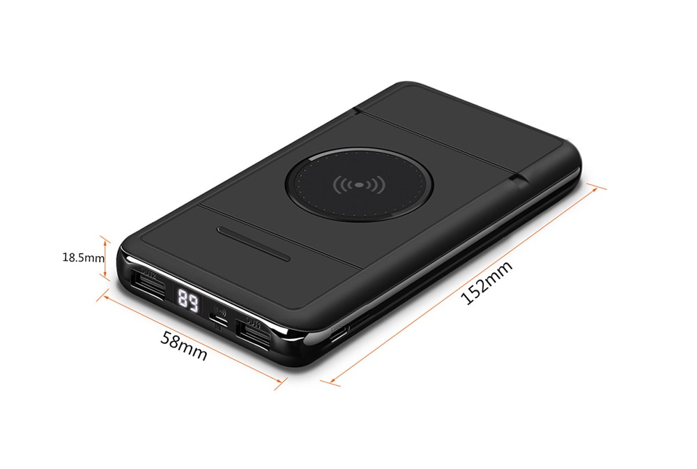 W - 56 Standing Design Portable Custom Ultra Slim Mobile Power Bank 10000mAh- Black W - 56 Standing Design Portable Custom Ultra Slim Mobile Power Bank 10000mAh- Black