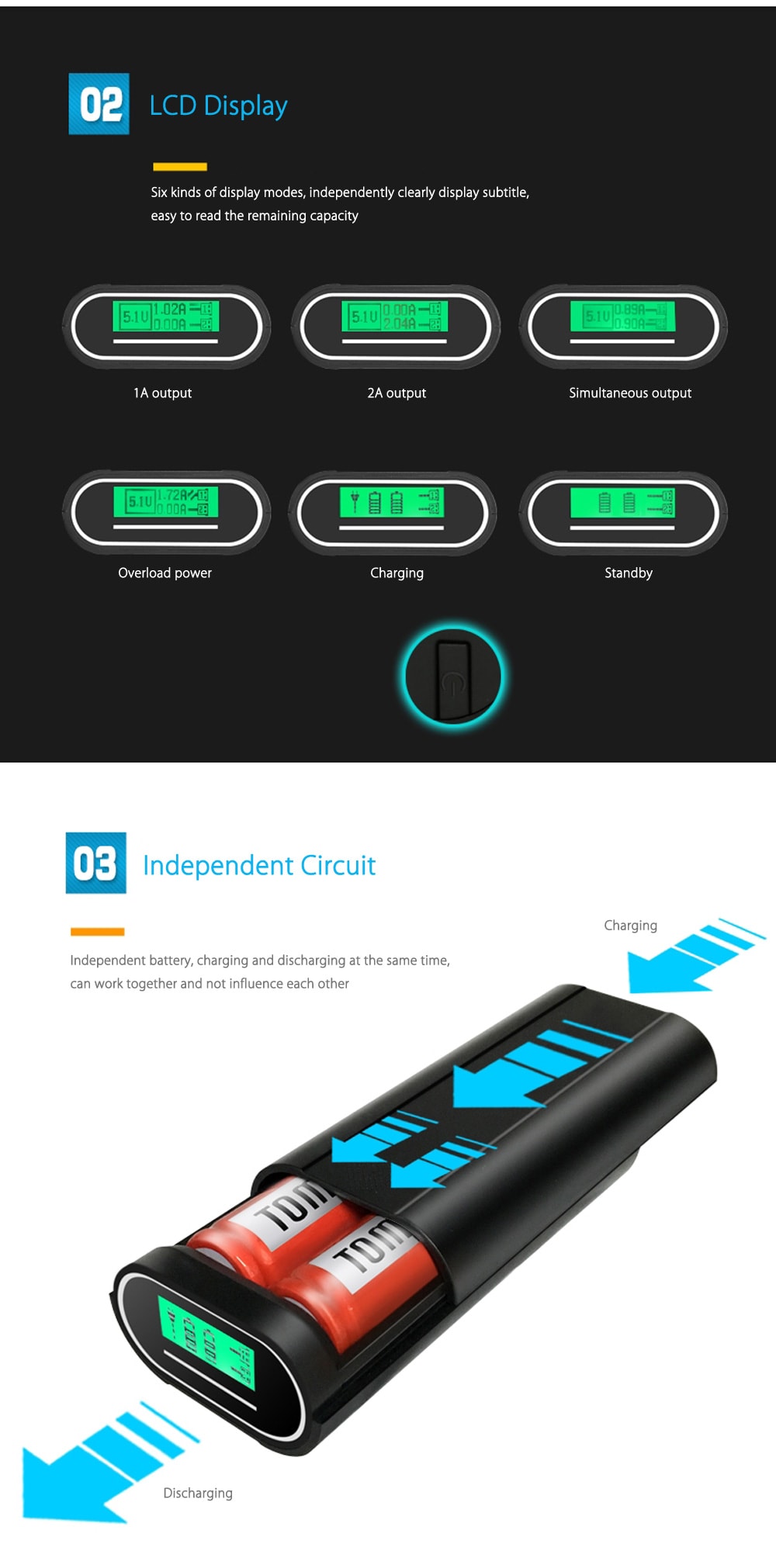 TOMO M2 DIY Smart Power Bank 2 x 18650 Li-ion Battery Charger- White TOMO M2 DIY Smart Power Bank 2 x 18650 Li-ion Battery Charger- White