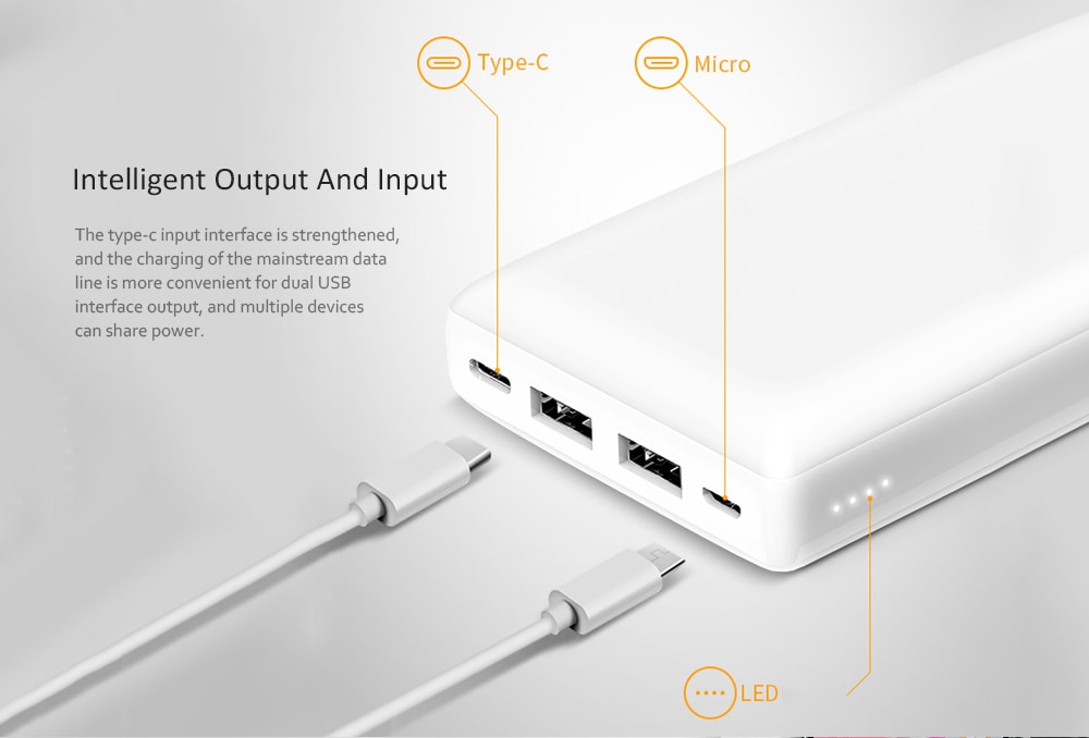 Teclast T200K - W 20000mAh Large Capacity Portable Mobile Power Supply- White Teclast T200K - W 20000mAh Large Capacity Portable Mobile Power Supply- White