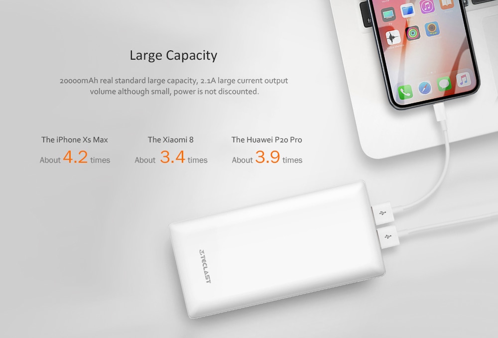 Teclast T200K - W 20000mAh Large Capacity Portable Mobile Power Supply- White Teclast T200K - W 20000mAh Large Capacity Portable Mobile Power Supply- White