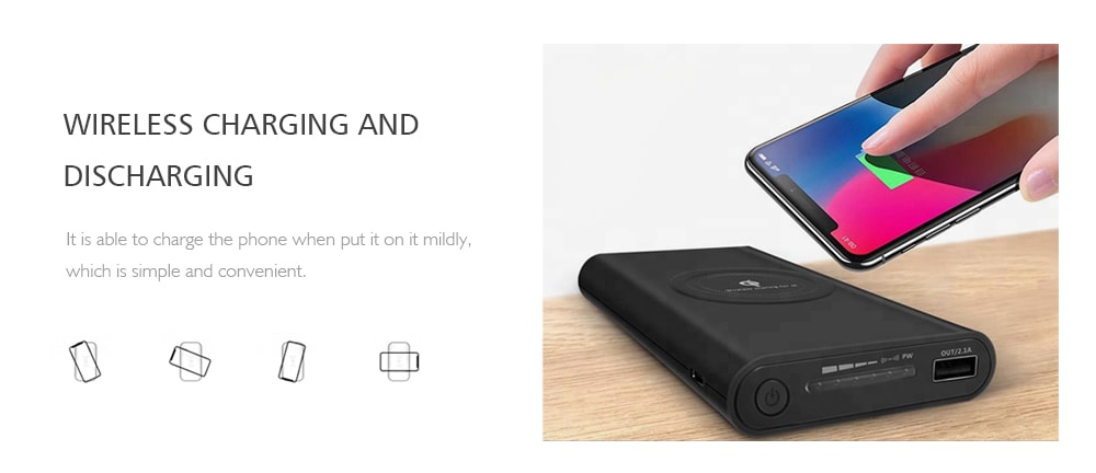 Three-in-one Wireless Charging Mobile Power Supply- Black Three-in-one Wireless Charging Mobile Power Supply- Black