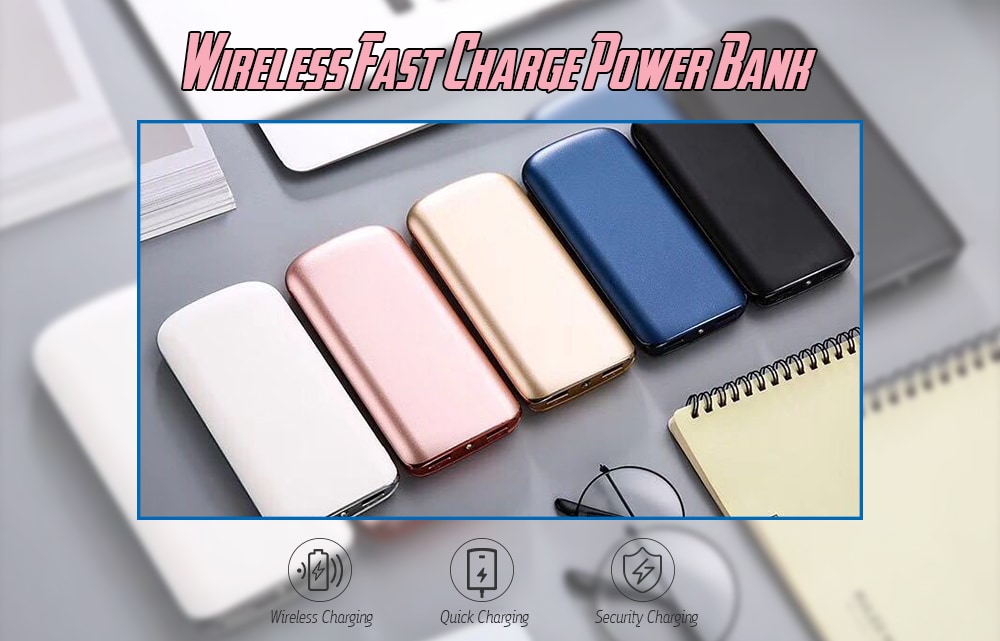 Wireless Charging Treasure Mobile Power Bank 10000mAh for iPhone / Android - Black Wireless Charging Treasure Mobile Power Bank 10000mAh for iPhone / Android - Black