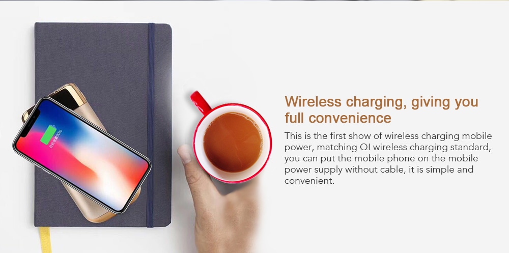 Wireless Charging Treasure Mobile Power Bank 10000mAh for iPhone / Android - Black Wireless Charging Treasure Mobile Power Bank 10000mAh for iPhone / Android - Black