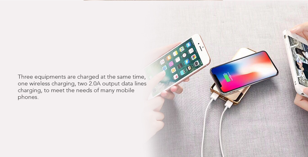 Wireless Charging Treasure Mobile Power Bank 10000mAh for iPhone / Android - Black Wireless Charging Treasure Mobile Power Bank 10000mAh for iPhone / Android - Black