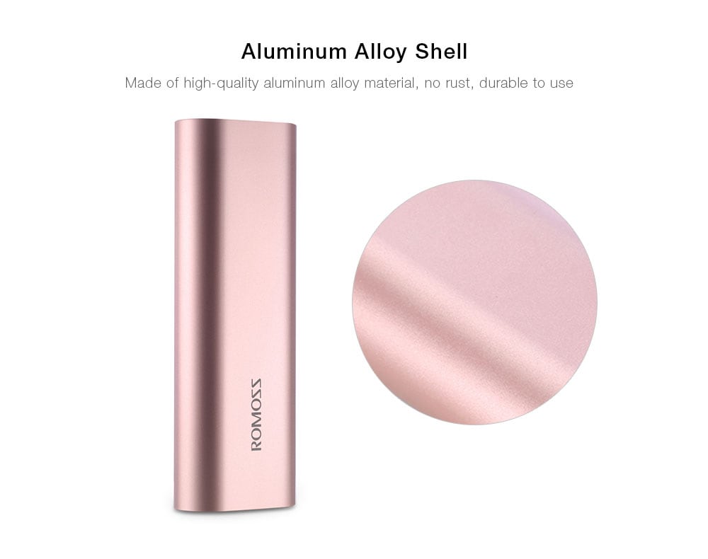 ROMOSS ACE20 20000mAh Power Bank 8 Pin Micro USB Input Dual USB Output 2.1A Fast Charging Aluminum External Battery Charger- Gray ROMOSS ACE20 20000mAh Power Bank 8 Pin Micro USB Input Dual USB Output 2.1A Fast Charging Aluminum External Battery Charger- Gray