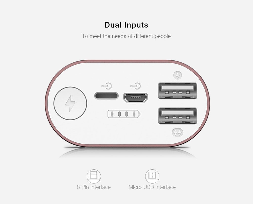 ROMOSS ACE20 20000mAh Power Bank 8 Pin Micro USB Input Dual USB Output 2.1A Fast Charging Aluminum External Battery Charger- Gray ROMOSS ACE20 20000mAh Power Bank 8 Pin Micro USB Input Dual USB Output 2.1A Fast Charging Aluminum External Battery Charger- Gray