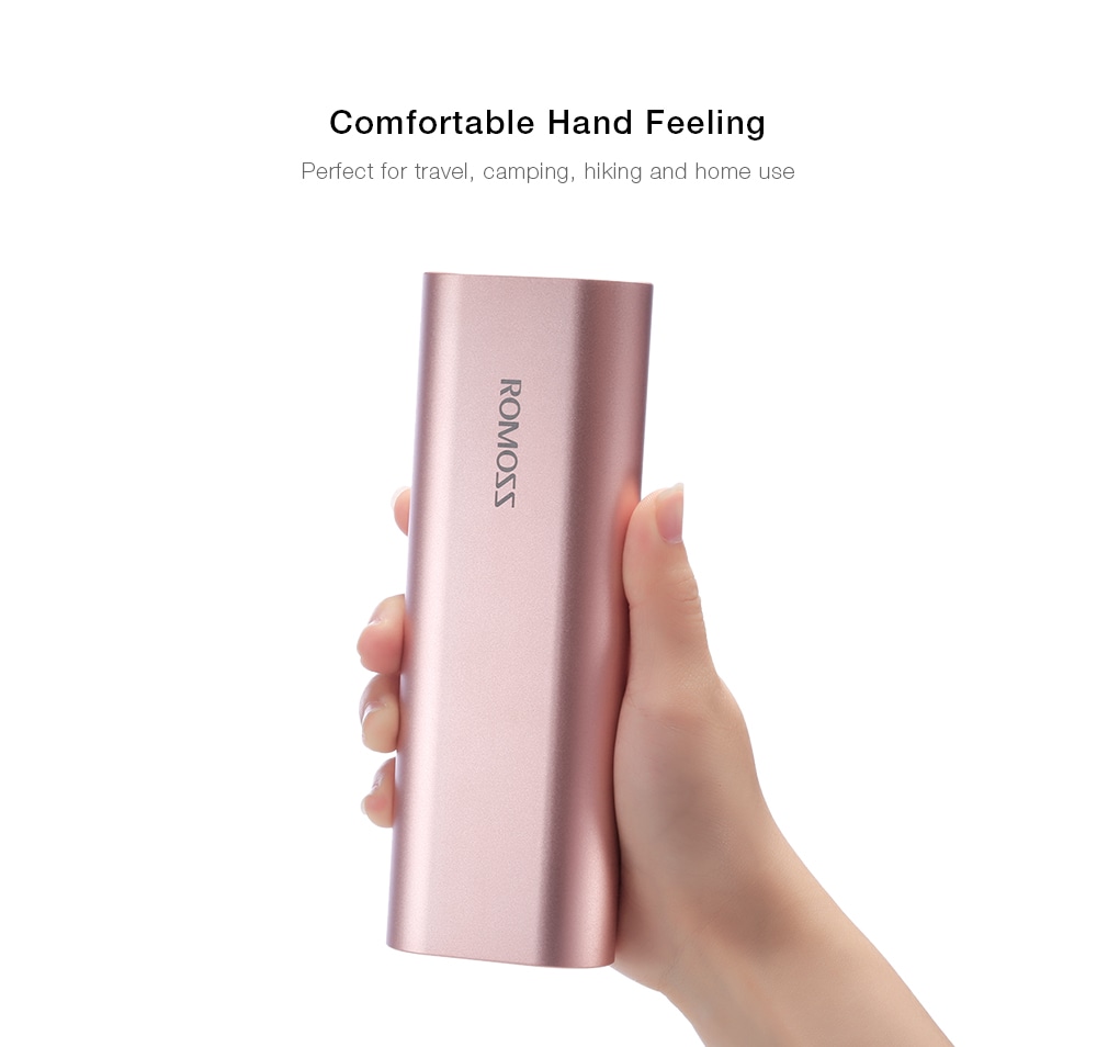 ROMOSS ACE20 20000mAh Power Bank 8 Pin Micro USB Input Dual USB Output 2.1A Fast Charging Aluminum External Battery Charger- Gray ROMOSS ACE20 20000mAh Power Bank 8 Pin Micro USB Input Dual USB Output 2.1A Fast Charging Aluminum External Battery Charger- Gray