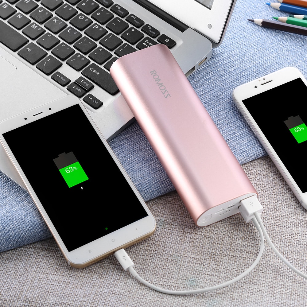 ROMOSS ACE20 20000mAh Power Bank 8 Pin Micro USB Input Dual USB Output 2.1A Fast Charging Aluminum External Battery Charger- Gray ROMOSS ACE20 20000mAh Power Bank 8 Pin Micro USB Input Dual USB Output 2.1A Fast Charging Aluminum External Battery Charger- Gray