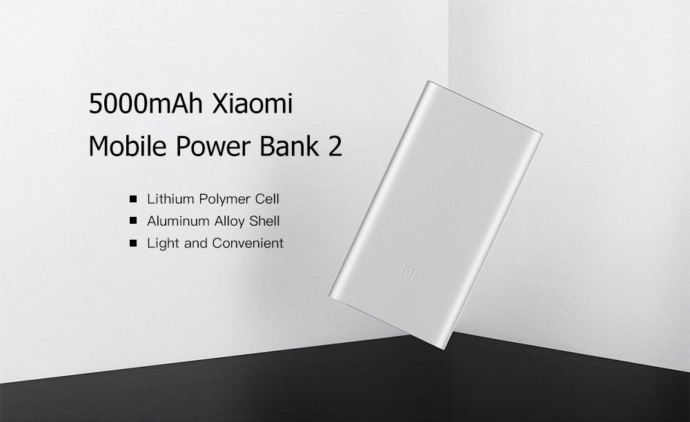 Original Xiaomi PLM10ZM 5000mAh Portable Mobile Power Bank 2- Silver Original Xiaomi PLM10ZM 5000mAh Portable Mobile Power Bank 2- Silver