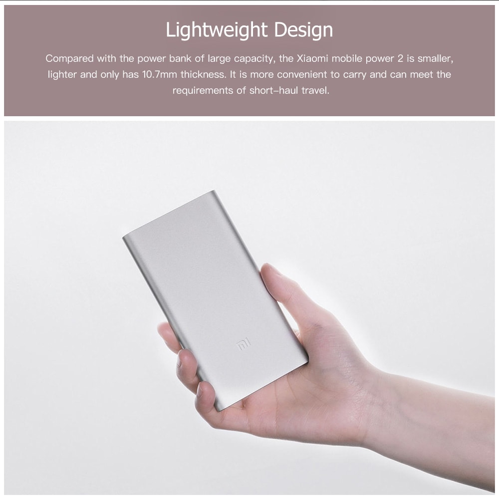 Original Xiaomi PLM10ZM 5000mAh Portable Mobile Power Bank 2- Silver Original Xiaomi PLM10ZM 5000mAh Portable Mobile Power Bank 2- Silver