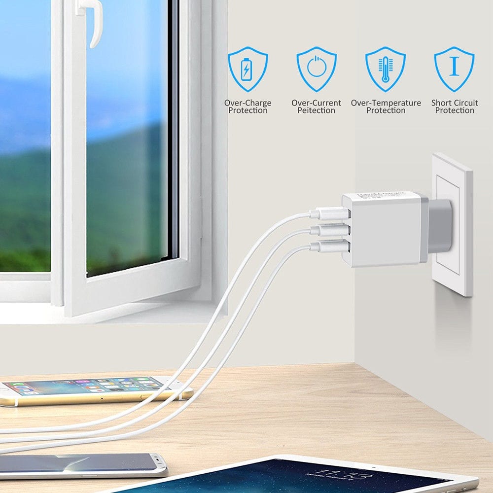 QC3.0 3-port USB Fast Wall Charger Power Adapter for Xiaomi / Huawei /Samsung- White QC3.0 3-port USB Fast Wall Charger Power Adapter for Xiaomi / Huawei /Samsung- White