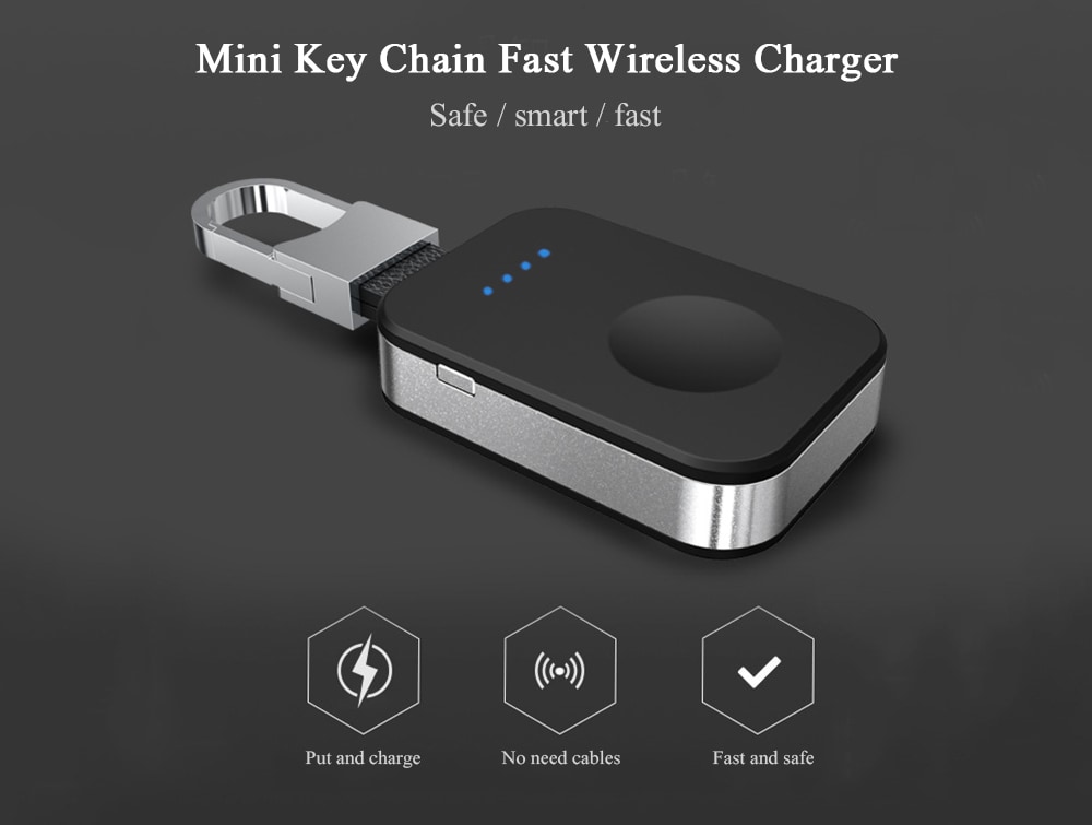 Portable Mini Key Chain Fast Wireless Charger for Apple Watch- Black Portable Mini Key Chain Fast Wireless Charger for Apple Watch- Black