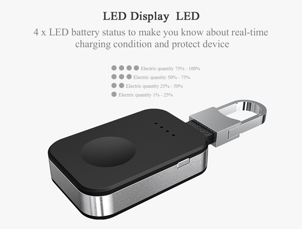 Portable Mini Key Chain Fast Wireless Charger for Apple Watch- Black Portable Mini Key Chain Fast Wireless Charger for Apple Watch- Black