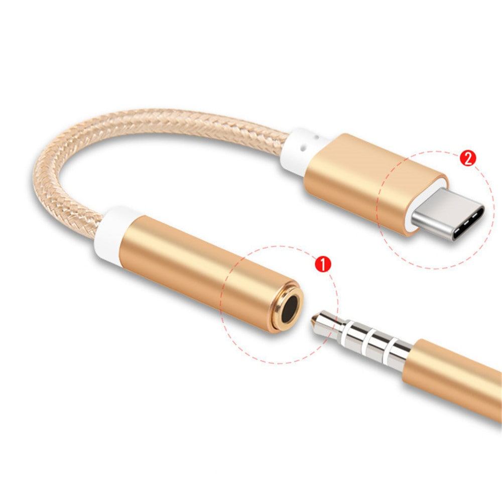 Type-C to 3.5 Earphone Adapter Type-C USB-C male to 3.5mm AUX audio female AUX Cable- Silver Type-C to 3.5 Earphone Adapter Type-C USB-C male to 3.5mm AUX audio female AUX Cable- Silver