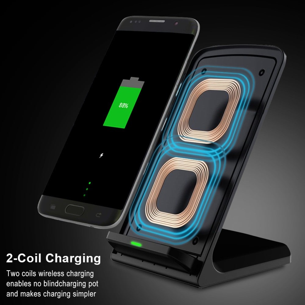 Qi Wireless Fast Charger Charging Stand Dock Pad for Samsung Galaxy S8 / S8+ / Note 8 iPhone X / 8 Plus 8- Black Qi Wireless Fast Charger Charging Stand Dock Pad for Samsung Galaxy S8 / S8+ / Note 8 iPhone X / 8 Plus 8- Black