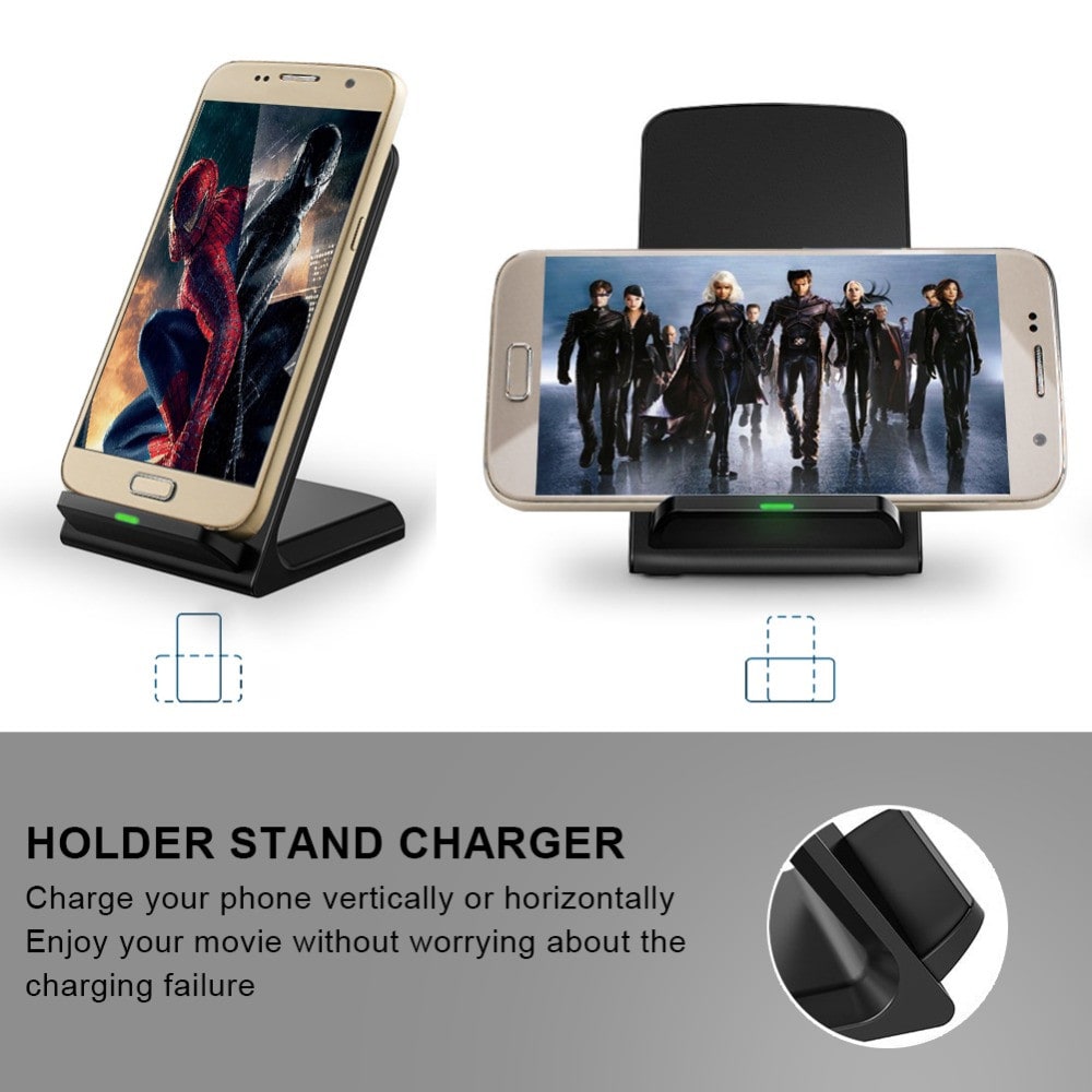 Qi Wireless Fast Charger Charging Stand Dock Pad for Samsung Galaxy S8 / S8+ / Note 8 iPhone X / 8 Plus 8- Black Qi Wireless Fast Charger Charging Stand Dock Pad for Samsung Galaxy S8 / S8+ / Note 8 iPhone X / 8 Plus 8- Black