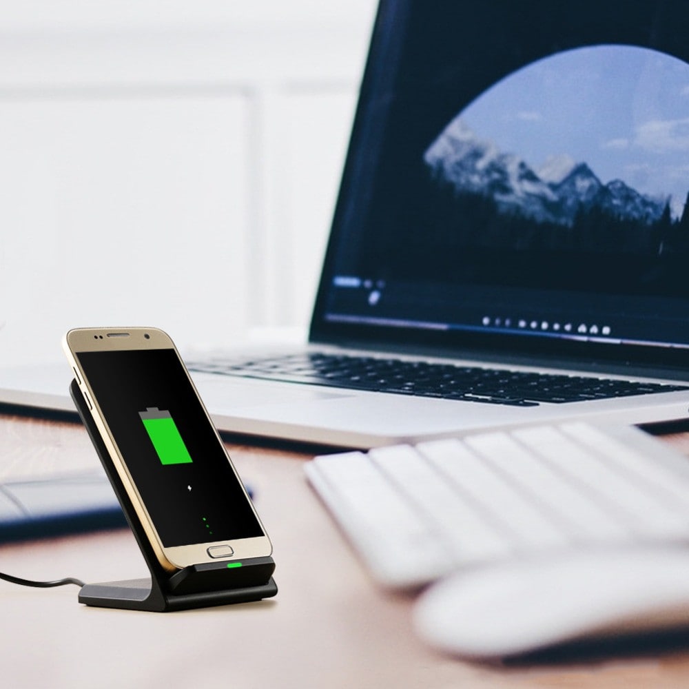 Qi Wireless Fast Charger Charging Stand Dock Pad for Samsung Galaxy S8 / S8+ / Note 8 iPhone X / 8 Plus 8- Black Qi Wireless Fast Charger Charging Stand Dock Pad for Samsung Galaxy S8 / S8+ / Note 8 iPhone X / 8 Plus 8- Black