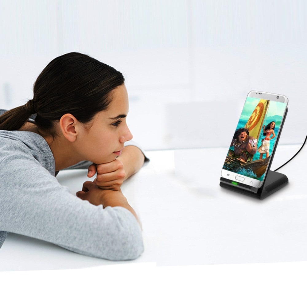 Qi Wireless Fast Charger Charging Stand Dock Pad for Samsung Galaxy S8 / S8+ / Note 8 iPhone X / 8 Plus 8- Black Qi Wireless Fast Charger Charging Stand Dock Pad for Samsung Galaxy S8 / S8+ / Note 8 iPhone X / 8 Plus 8- Black