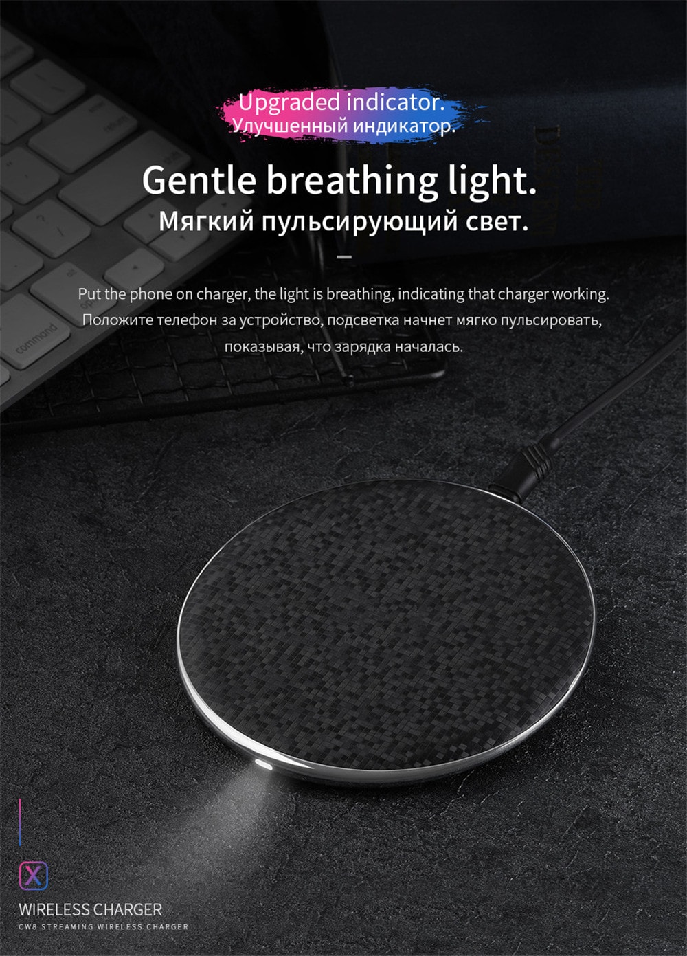 Qi Wireless Charger 5V1A Desktop Wireless Fast Charging Pad For iPhone X / 8 / 8 Plus Samsung Galaxy S8 / S8 + / Note 8- Black Qi Wireless Charger 5V1A Desktop Wireless Fast Charging Pad For iPhone X / 8 / 8 Plus Samsung Galaxy S8 / S8 + / Note 8- Black