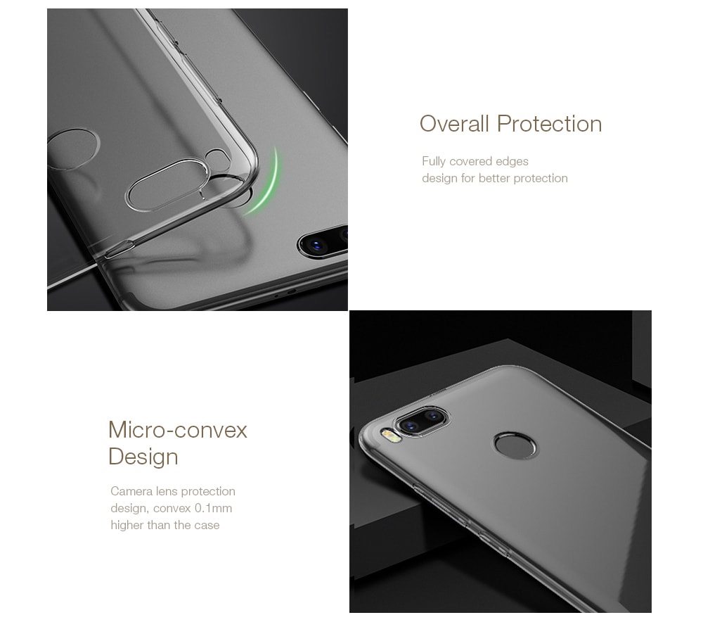 Transparent Soft TPU Clear Cover Case for Xiaomi Mi A1 / Mi 5X- Transparent Transparent Soft TPU Clear Cover Case for Xiaomi Mi A1 / Mi 5X- Transparent