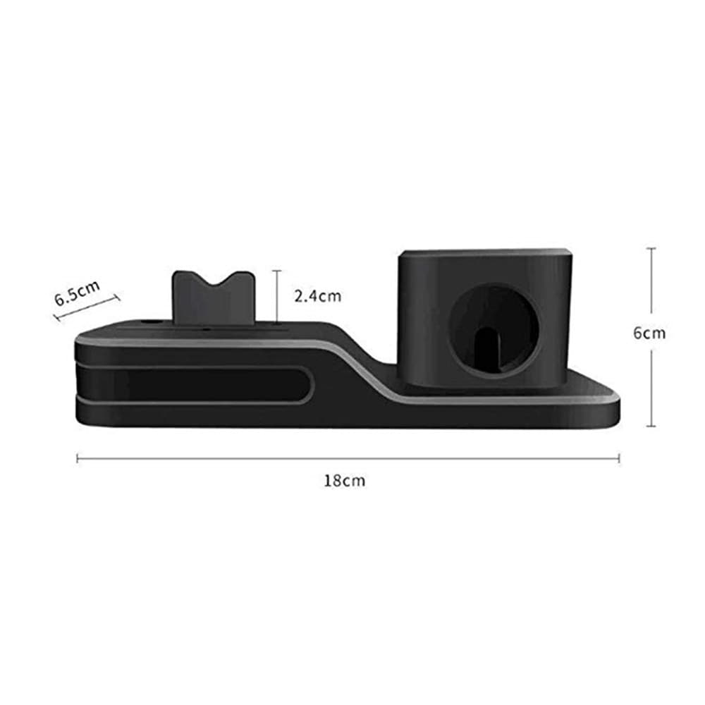 Silicone 3 in 1 Charging Stand Holder Dock for iPhone for Apple Watch/ AirPods- Black Silicone 3 in 1 Charging Stand Holder Dock for iPhone for Apple Watch/ AirPods- Black