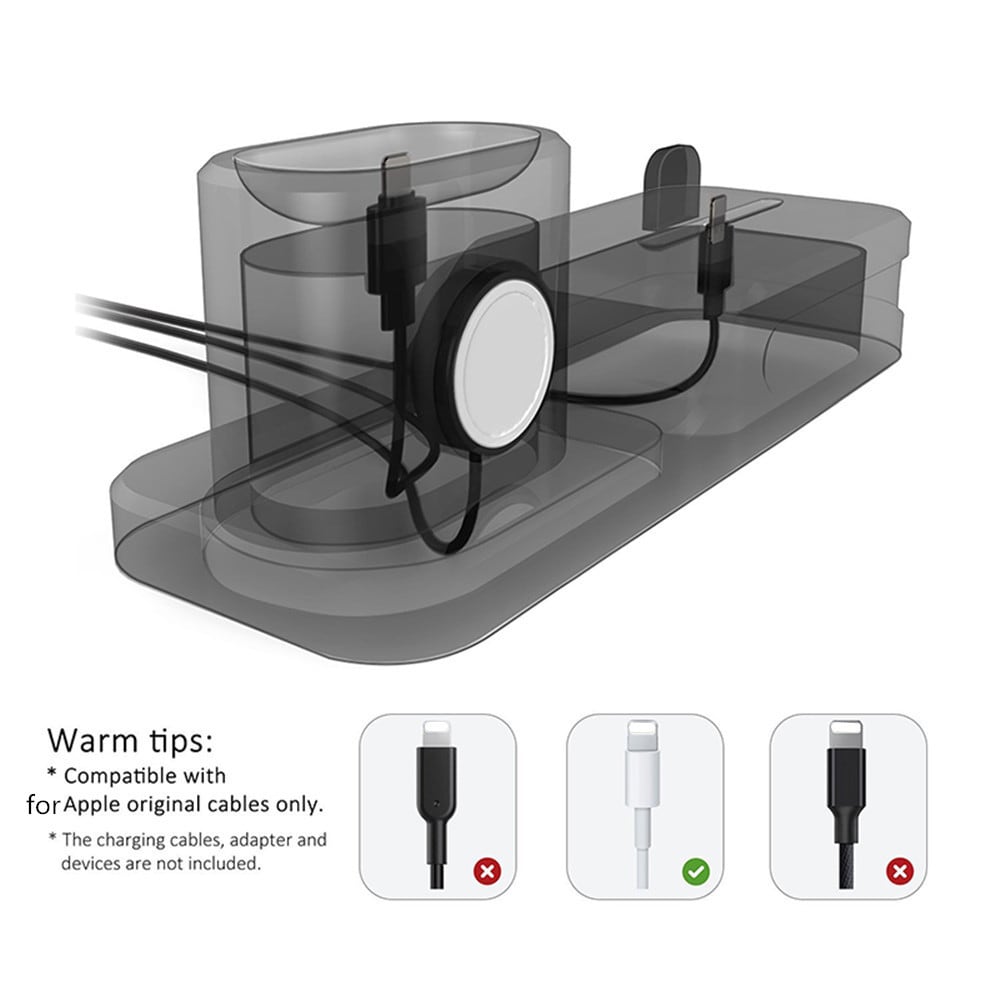 Silicone 3 in 1 Charging Stand Holder Dock for iPhone for Apple Watch/ AirPods- Black Silicone 3 in 1 Charging Stand Holder Dock for iPhone for Apple Watch/ AirPods- Black