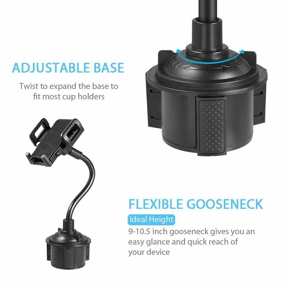 Universal 360 Degree Rotatable Adjustable Car Cup Phone Holder Stand Mount- Black Universal 360 Degree Rotatable Adjustable Car Cup Phone Holder Stand Mount- Black