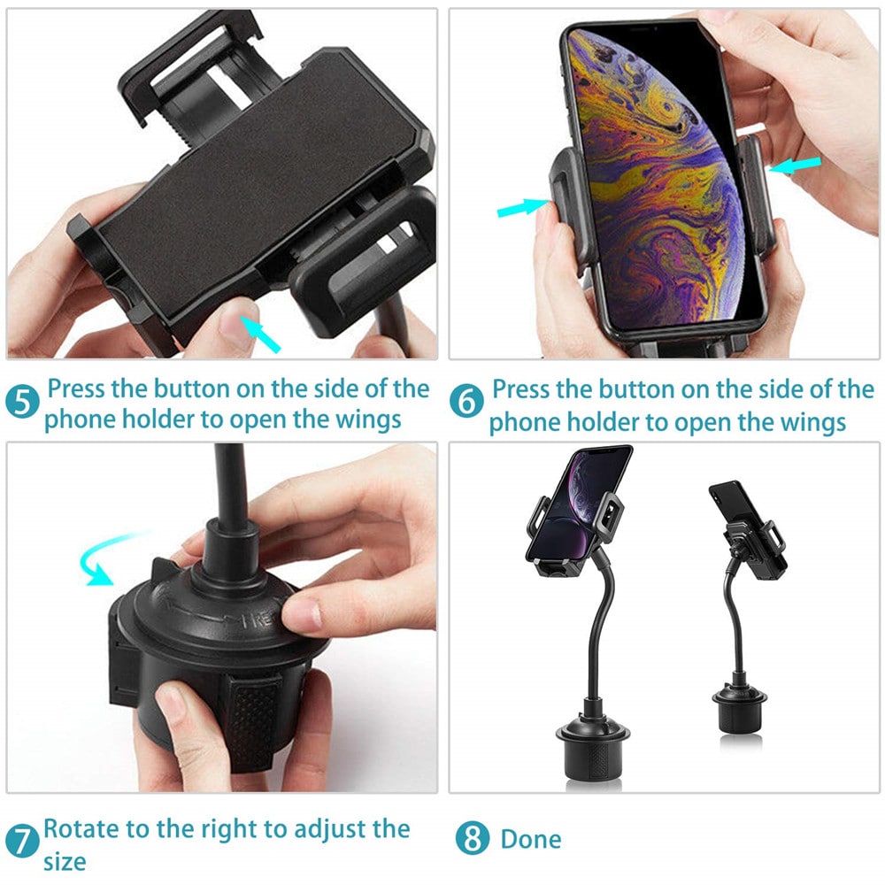 Universal 360 Degree Rotatable Adjustable Car Cup Phone Holder Stand Mount- Black Universal 360 Degree Rotatable Adjustable Car Cup Phone Holder Stand Mount- Black
