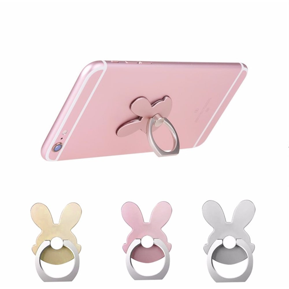 Rabbit 360 Degree Finger Ring Mobile Phone Stand Holder- Silver Rabbit 360 Degree Finger Ring Mobile Phone Stand Holder- Silver