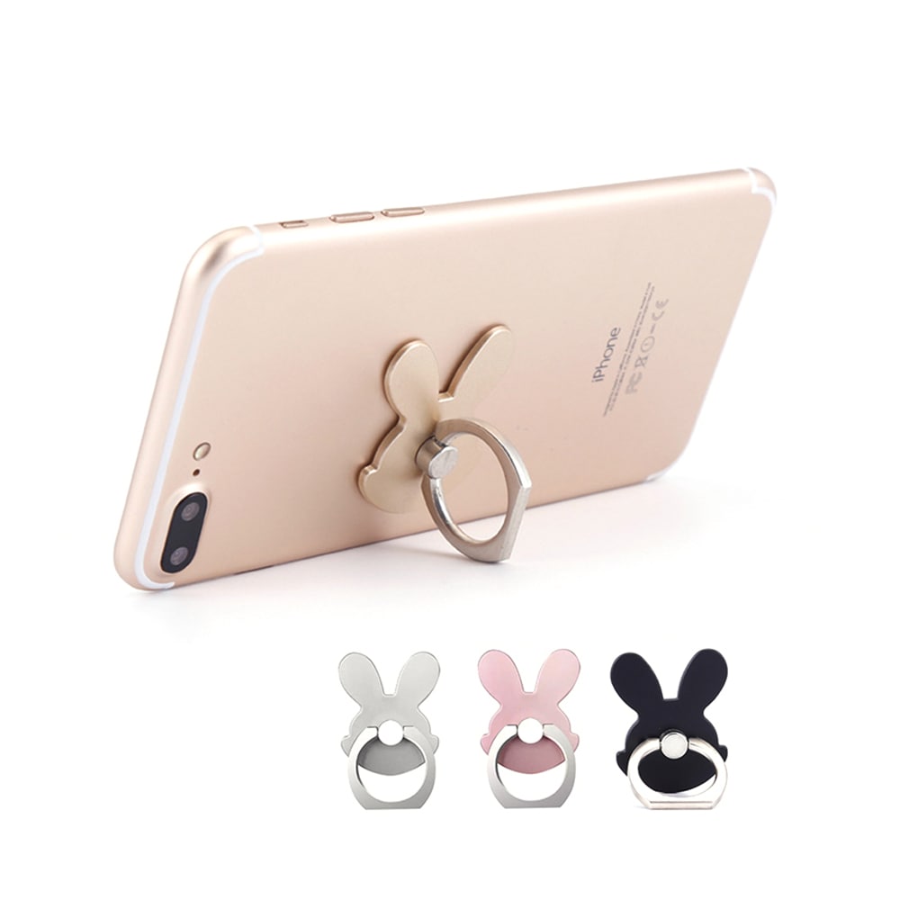 Rabbit 360 Degree Finger Ring Mobile Phone Stand Holder- Silver Rabbit 360 Degree Finger Ring Mobile Phone Stand Holder- Silver