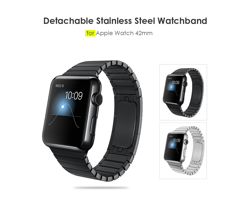 Detachable Stainless Steel Watchband for Apple Watch 42mm- Black Detachable Stainless Steel Watchband for Apple Watch 42mm- Black