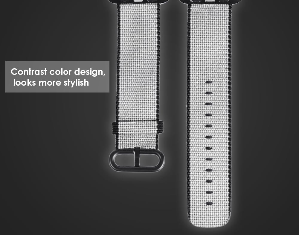 Nylon Watch Strap Wristband Replacement Contrast Color for Apple Watch 42mm- Gray Nylon Watch Strap Wristband Replacement Contrast Color for Apple Watch 42mm- Gray